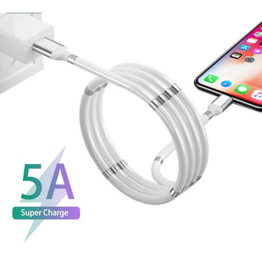 Magnetic Self Coiling USB Cable Flexible Durable Foldable Non-tangle Fast Charge Cables Micro Type-C from NSE Imports #1.